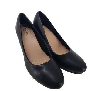 Clarks Womens Adriel Viola Closed Toe Classic PUMPS Black Leather Size 8